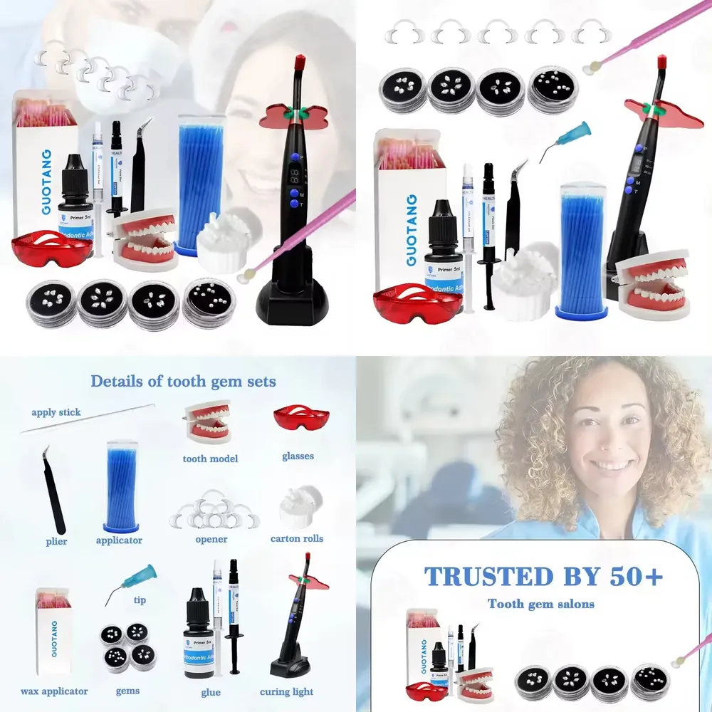 Teeth Whitening Light Kit - 【CHIMU HOME】プロ仕様DIY歯用宝石キット、硬化ライトと接着剤付き、歯のホワイトニングアクセサリー用