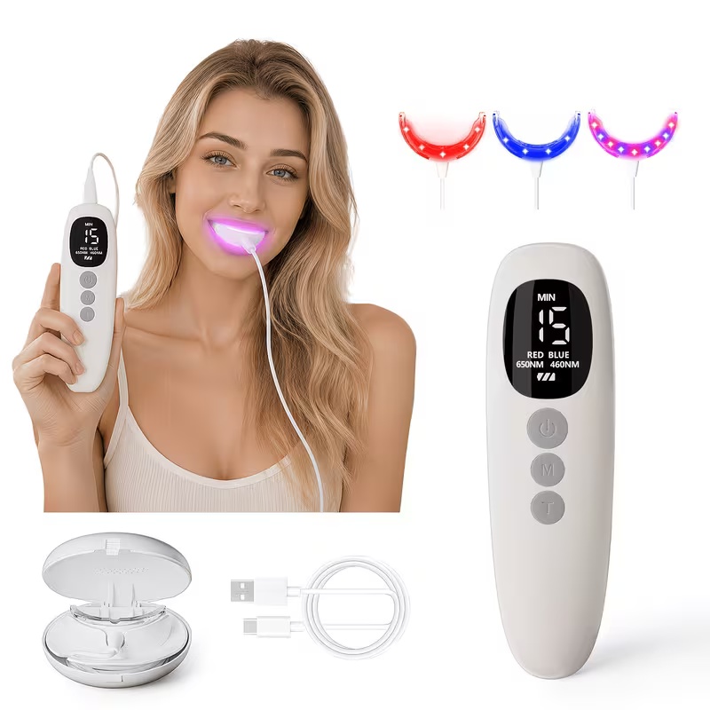 Teeth Whitening Led Kit - 赤青光線療法歯のホワイトニングデバイス 650nm 460nm LEDランプ 歯茎ケア 口腔衛生クリーニングキット