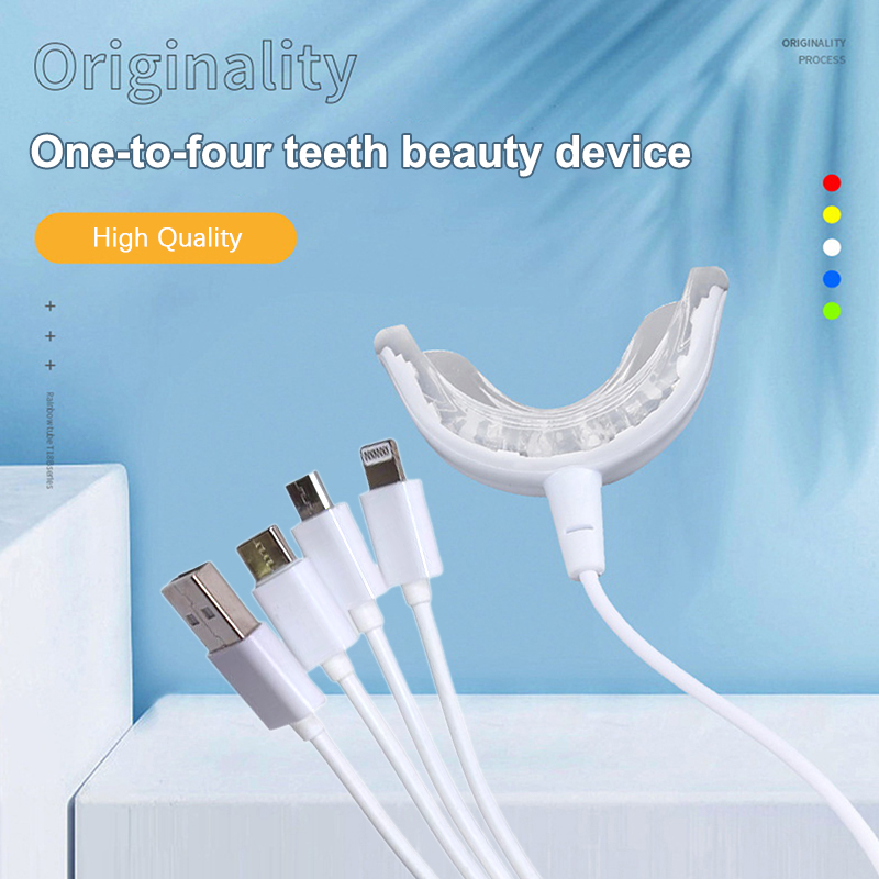Teeth Whitening Blue Light - 歯のホワイトニング用の充電式LEDライト,USB経由で充電可能,4in 1,16タイマー,青色光,オーラルケア,漂白剤,1個