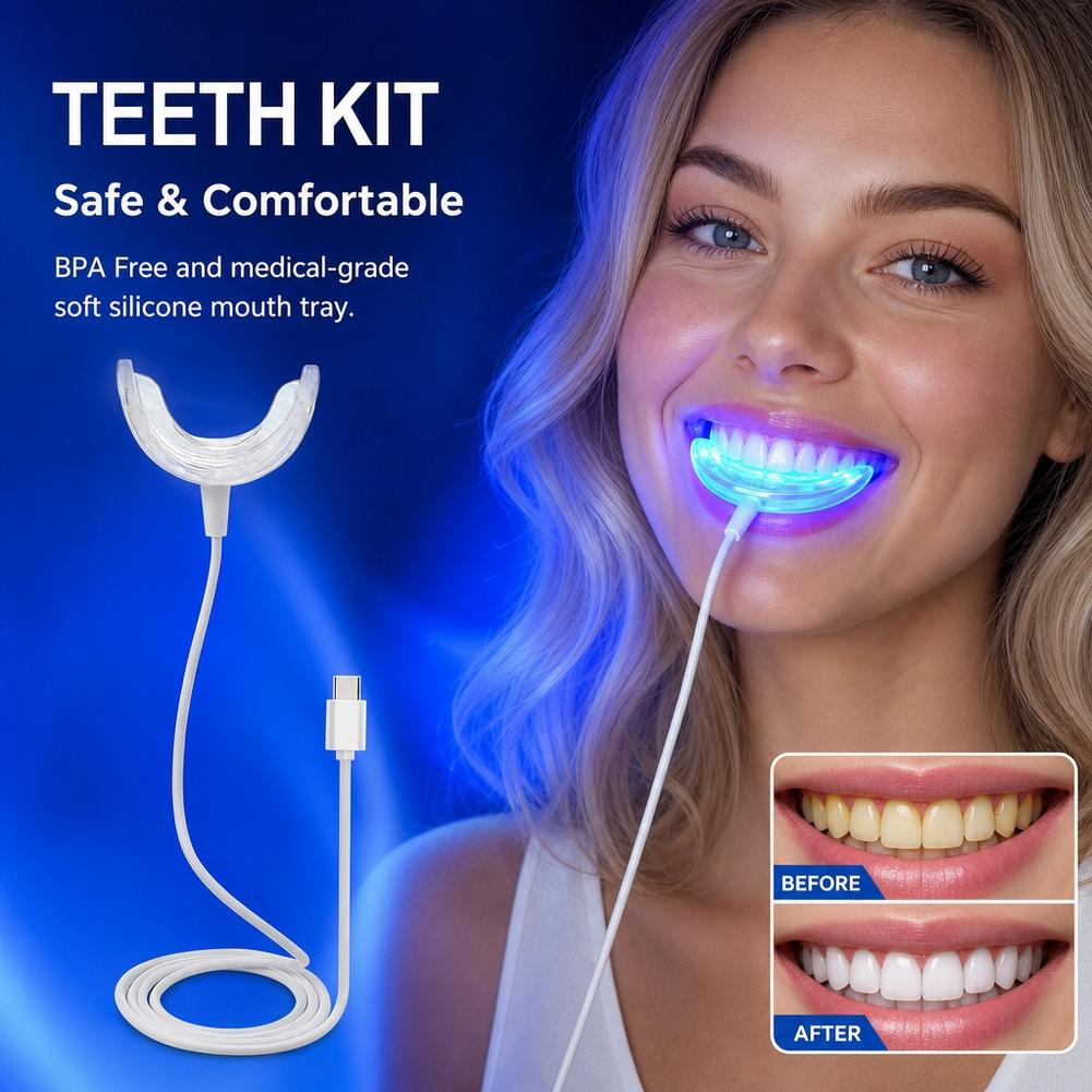 Teeth Whitening Blue Light - 歯のホワイトニング促進器 スマートLEDブルーライト ポータブル USB/iPhone/Android充電式 デバイス 歯のホワイトニングライト