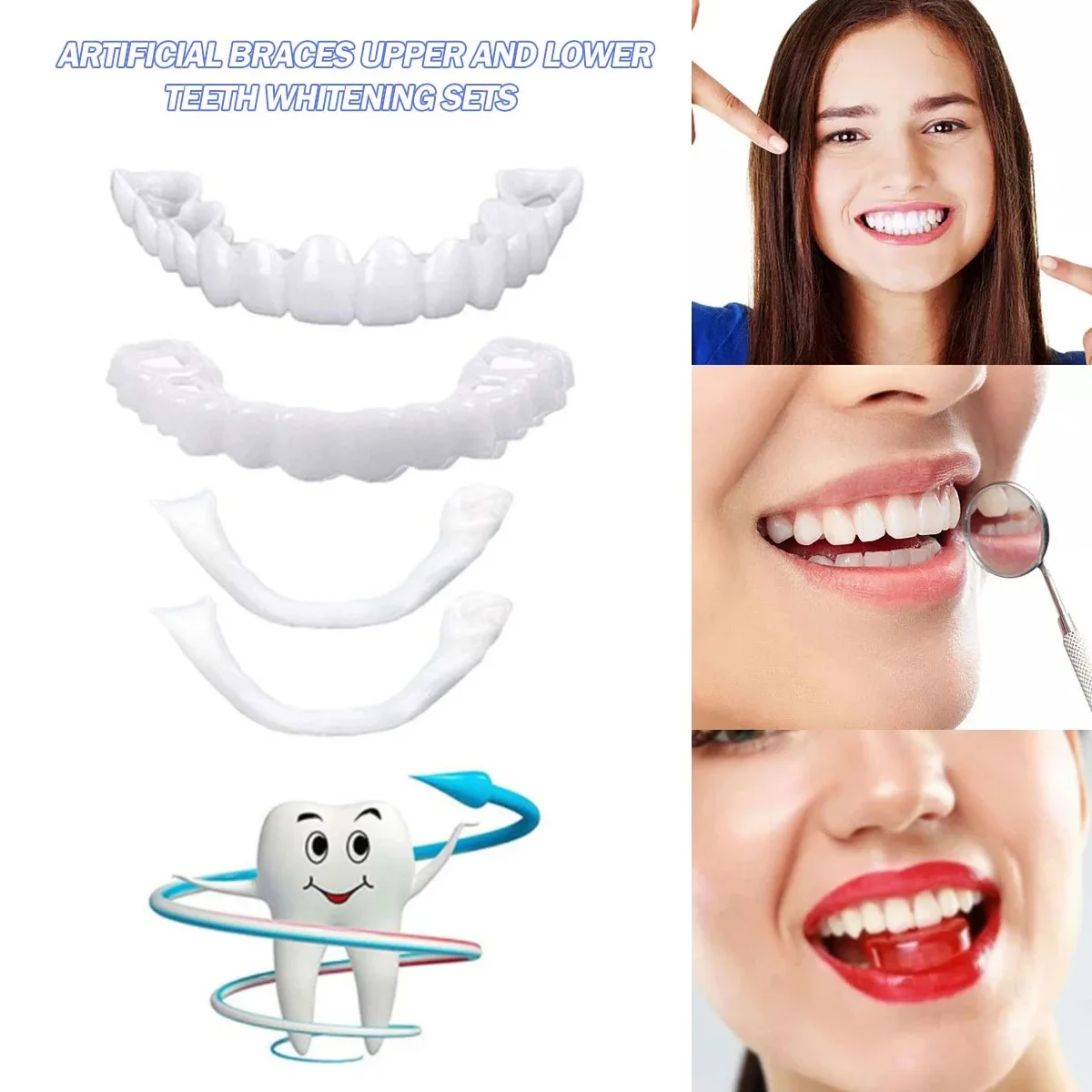 Teeth Whitening For Braces - 歯のベニア、ホワイトニング、入れ歯、歯列矯正、一時的な義歯カバー、完璧な笑顔、快適なフィット感、義歯キット