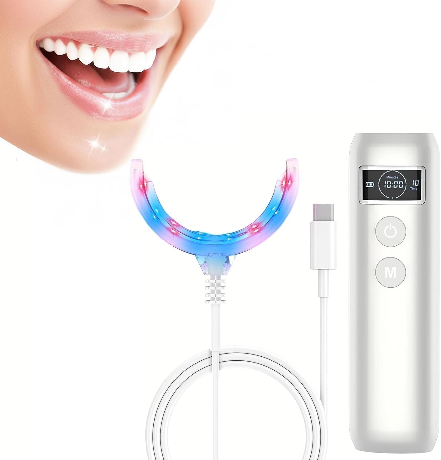 Teeth Whitening Blue Light - 歯のホワイトニング促進ランプ ブルー＆レッドライト LED 口腔ケアトレイ モバイル充電式 ポータブルコールドライト