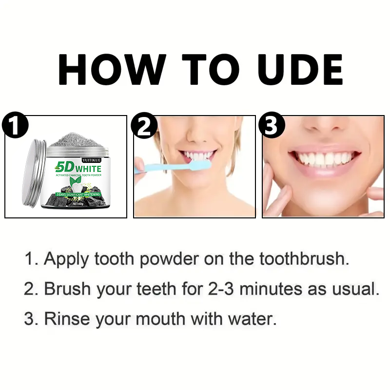 YUlTlKUE 5D ホワイト活性炭歯磨き粉 天然歯のホワ - Teeth Whitening Charcoal Powder のレビューと価格