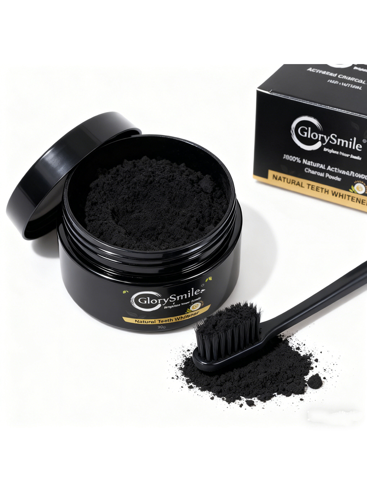 グロリースマイル活性炭歯磨き粉、炭歯磨き粉、ココナッツ殻活性 - Teeth Whitening Charcoal Powder のレビューと価格
