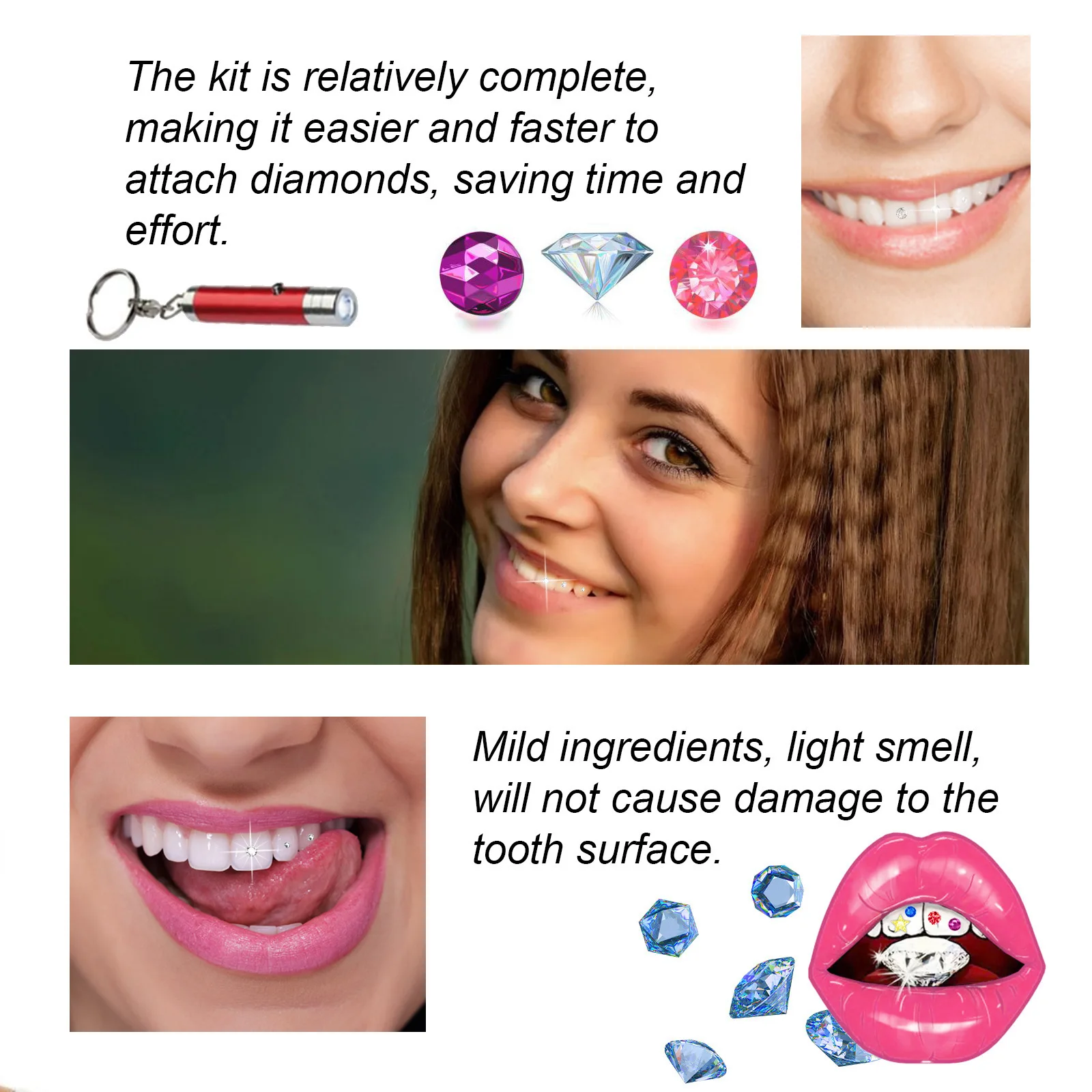 歯用ジュエリーキット DIY クリアプレシャスストーンデコレ - Teeth Whitening Light Kit のレビューと価格