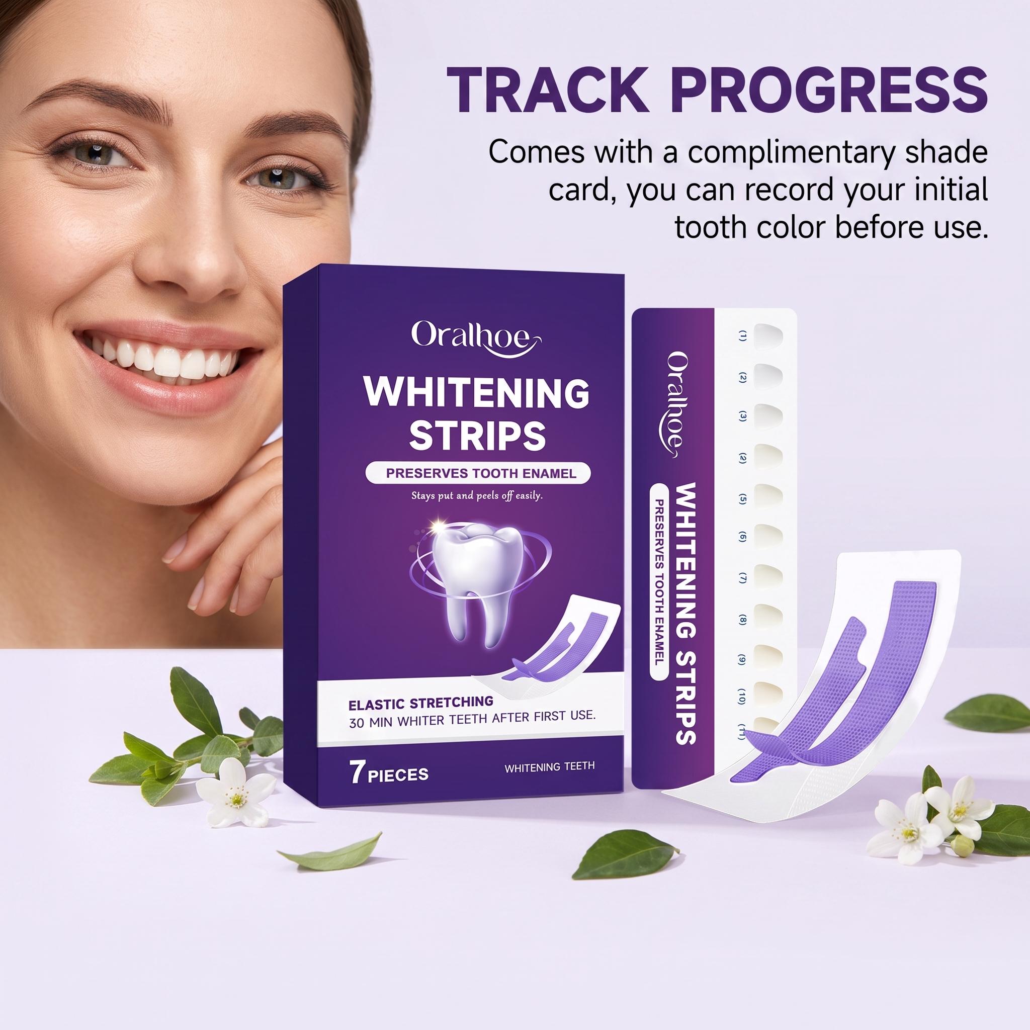 紫色の歯のホワイトニングストリップス 敏感な歯のケアのための - Teeth Whitening Shade Guide のレビューと価格