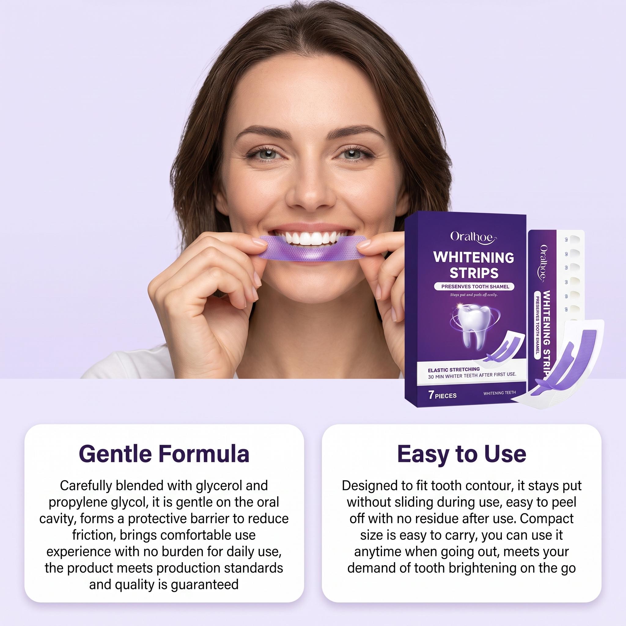紫色の歯のホワイトニングストリップス 敏感な歯のケアのための - Teeth Whitening Shade Guide のレビューと価格