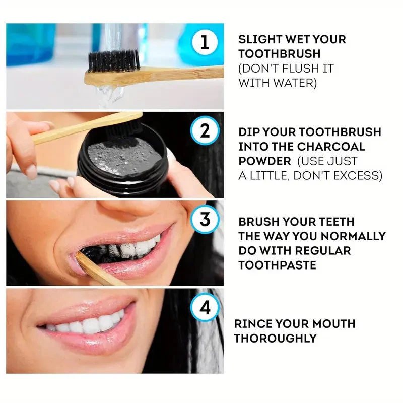 歯の美白ホワイトニングパウダーディープクリーニングプラークの - Teeth Whitening Charcoal Powder のレビューと価格