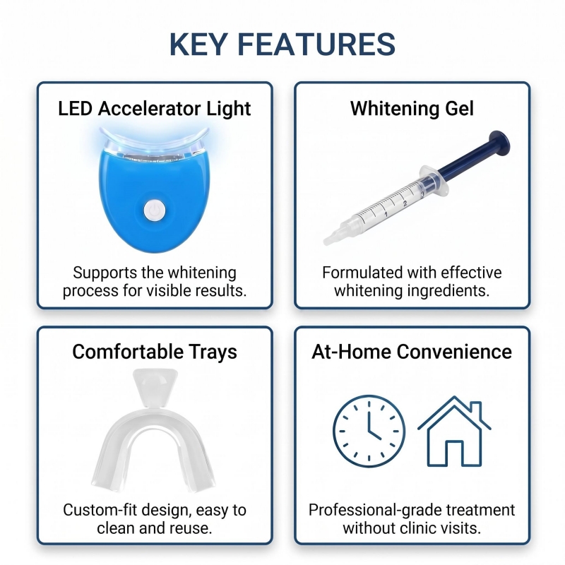 携帯用歯のホワイトニングキット。単一LEDライトによるホワイ - Teeth Whitening Led Kit のレビューと価格